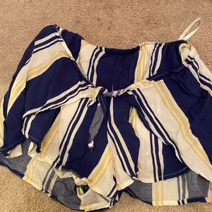 striped tie front skort